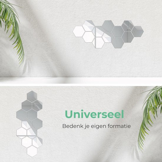 Soft&Silky 12 stukken plakspiegels - Hexagon vorm - 8x7x4cm