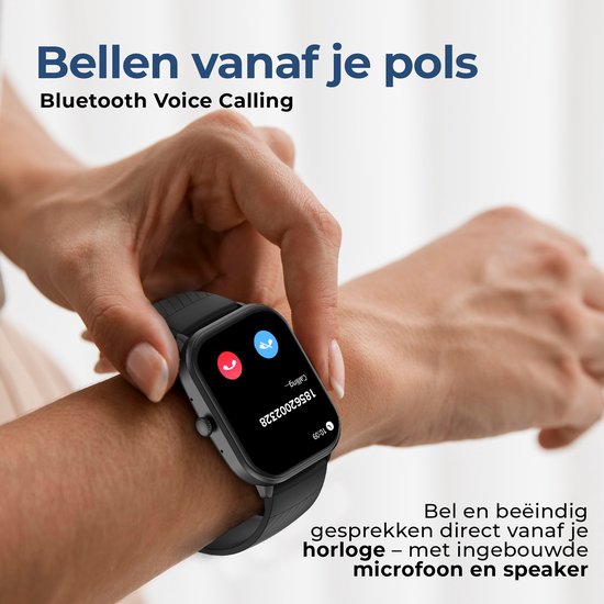 Denver Smartwatch - Android iOS - Volledige Belfunctie - Amoled Display - Sporthorloge - Hartslagmeter - Saturatiemeter - Slaapmonitor - SWC187B