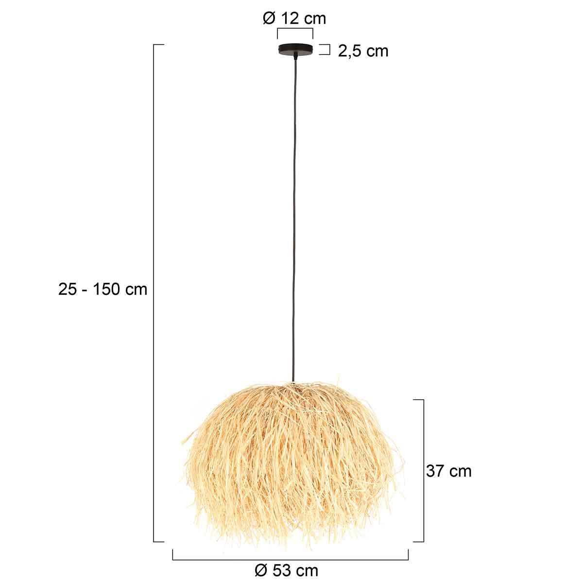 Anne Lighting - hanglamp - Grass - naturel - gras - Ø 53cm - E27 - 3819BE