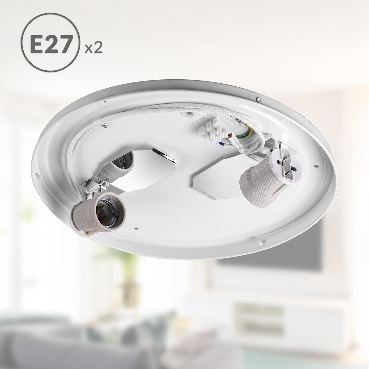 Plafondlamp – Sterrenhemel – Rond - Ø 38cm – 40 Watt - Stof -Grijs