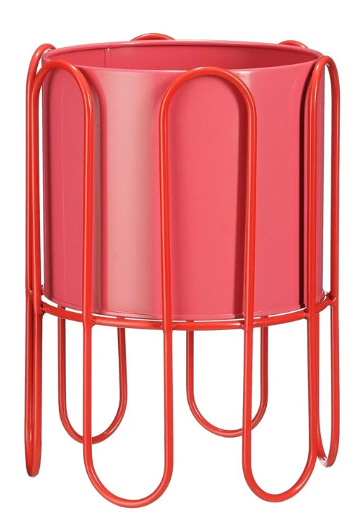 Mica Decorations Dione Bloempot op Standaard - Roze/Rood - H25 x Ø23 cm