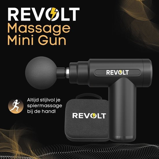 Revolt - Mini Massage Gun - Inclusief 5 Opzetstukken - Inclusief Adapter - 6 Snelheidsstanden - Spierherstel & Spierontspanning
