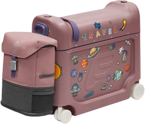 Stokke JetKids Reispakket, Hazy Lilac - Met BedBox Ride-On koffer en rugzak - Voor kinderen van 2-7 Jaar (tot 35 kg)