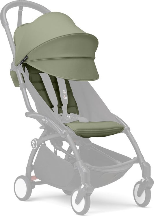 Stokke YOYO 6+ Color Pack, Olive - Textiel: zitkussen, uitschuifbare luifel en achterzak met ritssluiting - Voor het YOYO-frame (los verkrijgbaar)
