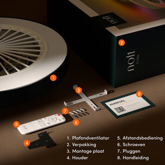Plafondventilator met Verlichting - Plafondlamp Ventilator - Plafonniere - LED RGBW - Tuya Wifi Smart - Afstandsbediening - ⌀ 50cm - Zwart