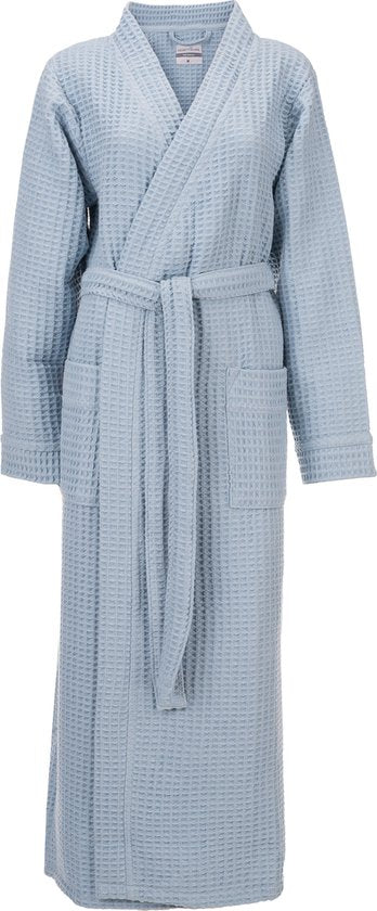 Heckettlane Badjas Wafel - Kamerjas voor Dames en Heren - XL - Ochtendjas van Katoen - Geschikt voor de Sauna - Blauw