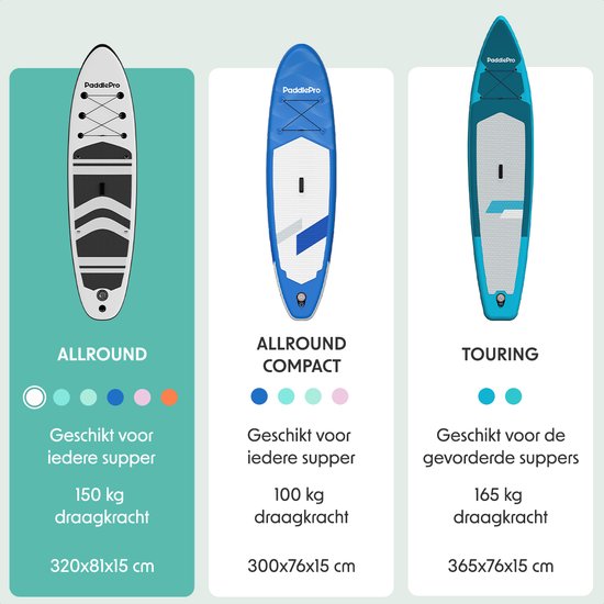 LifeGoods PaddlePro SUP Board - met Zitje - Opblaasbaar Paddle Board - Complete Set - Max. 150KG - 320x81cm - Wit/Zwart