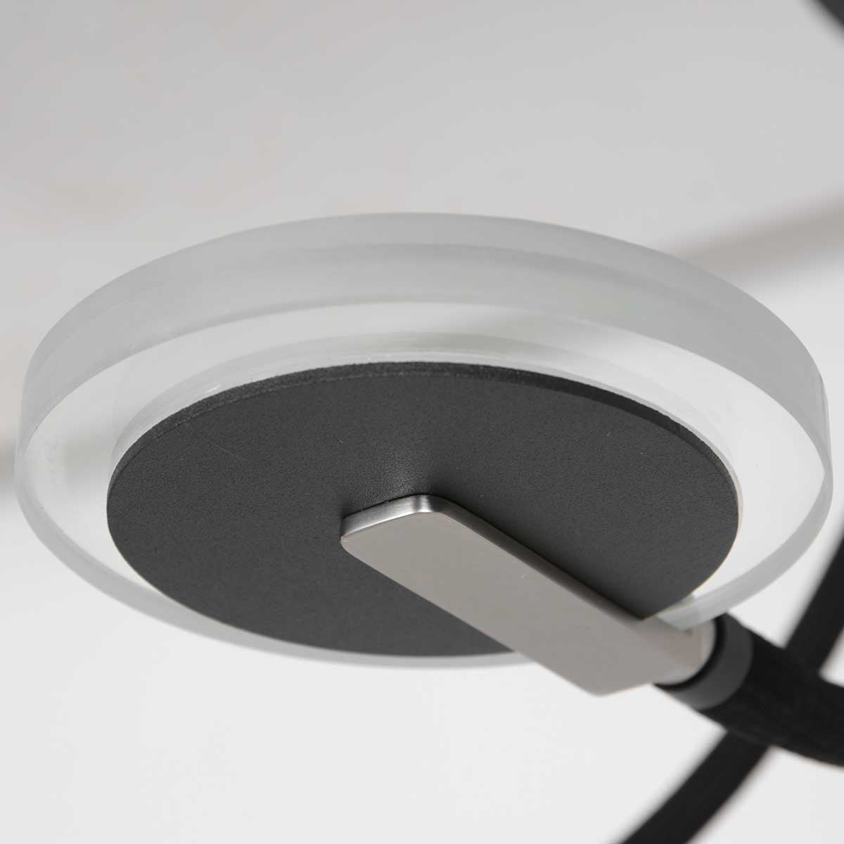 Plafondlamp Turound 3375ZW – Zwarte design lamp met glas, 91,5 cm, draaibaar en kantelbaar, Steinhauer, LED, dimbaar, 5000 lumen