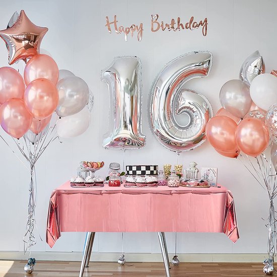 Partizzle 2x Rose Goud Plastic Wegwerp Tafelkleed Set - Verjaardag Bruiloft Sweet 16 Versiering - Feest Decoratie - 274 x 137 cm