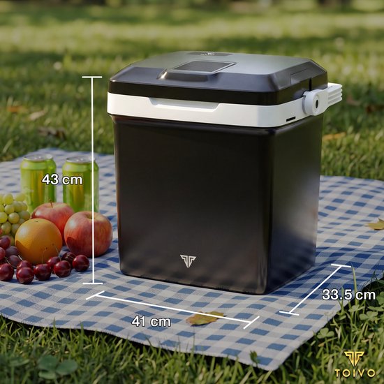Toivo Elektrische Koelbox - 26 Liter - 12V en 230 volt - Auto - Camping Koelkast - Koelen en Verwarmen - Frigobox - Zwart