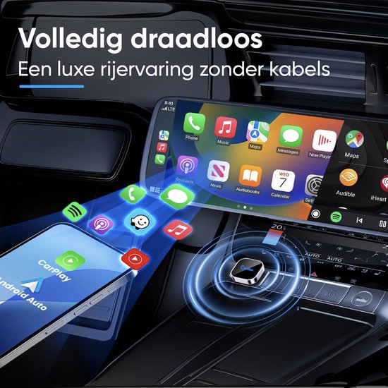 CarMe Ultra Mini 2-in-1 CarPlay Dongle - Draadloos CarPlay & Android Auto - USB-A & USB-C - Android Auto Dongle - Zilver