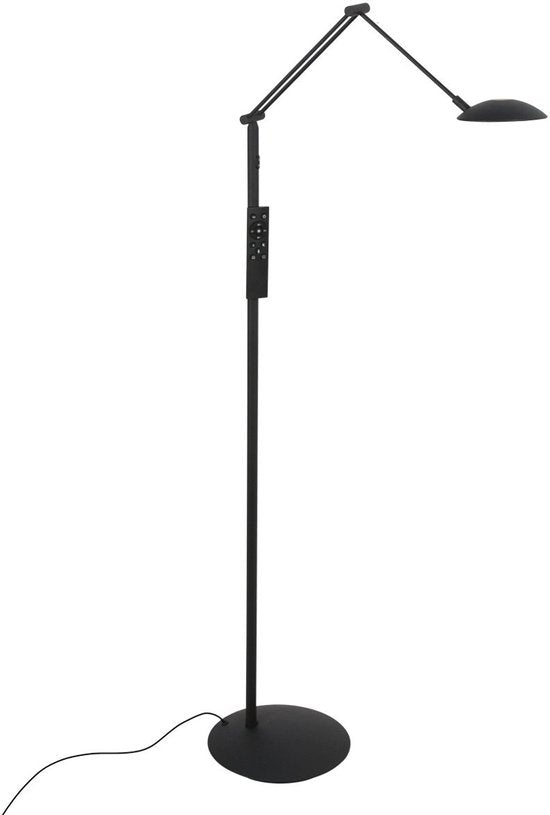 Vloerlamp Daphne 2 4601ZW - zwarte metalen leeslamp met verstelbaar licht, afstandsbediening en instelbare kleurtemperatuur - Steinhauer
