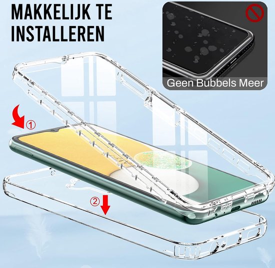 Podec 2-in-1 Hoesje met Screenprotector Geschikt voor Samsung Galaxy A13 5G Doorzichtig Telefoonhoesje - Anti-Shock Case Cover