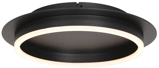 Plafonnieres Ringlux 3655ZW zwarte plafondlamp Ø32 cm met warm LED licht, metaal en kunststof, trendy design, merk Steinhauer