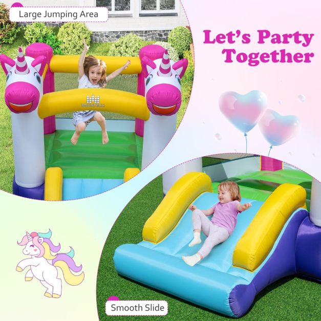 Coast Springkussen Multicolor – 2-in-1 Opblaasbaar Kasteel met Glijbaan en Springgedeelte – 260 x 195 x 219 cm