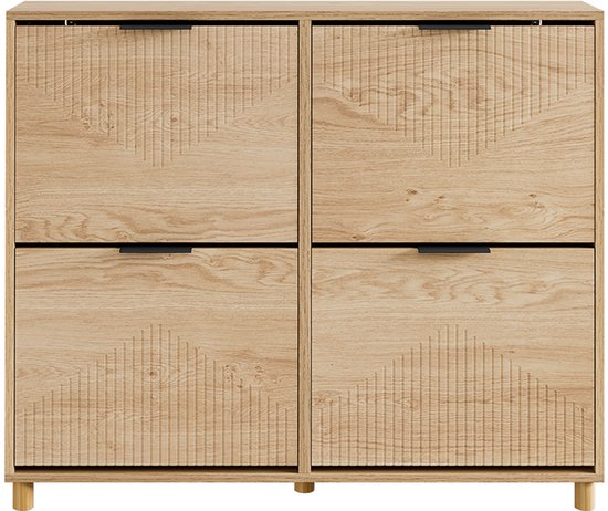 SoBuy Schuhschrank - Schoenenkast - 4 Kleppen - 8 Vakken - Modern Design - 83x24x100 cm | FSR214-N