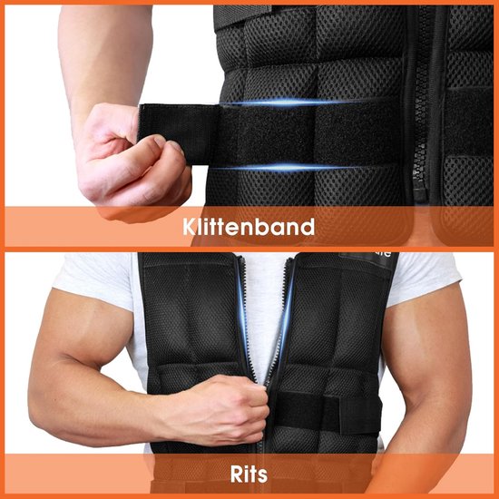 DH FitLife Verstelbaar gewichtsvest 10KG/20KG/30KG voor spieropbouw en krachttraining | verzwaarde vest | loopvest dames heren | fitness trainingsvest