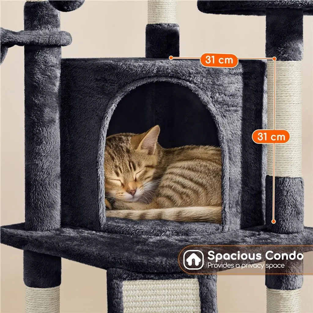 Yaheetech Krabpaal - Met Kattenhuis & Hangmat - 106 cm - Zwart