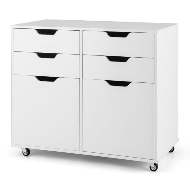 Coast Verrijdbare Archiefkast – 4 Laden en 2 Deuren – 73 x 40 x 64,5 cm – Wit