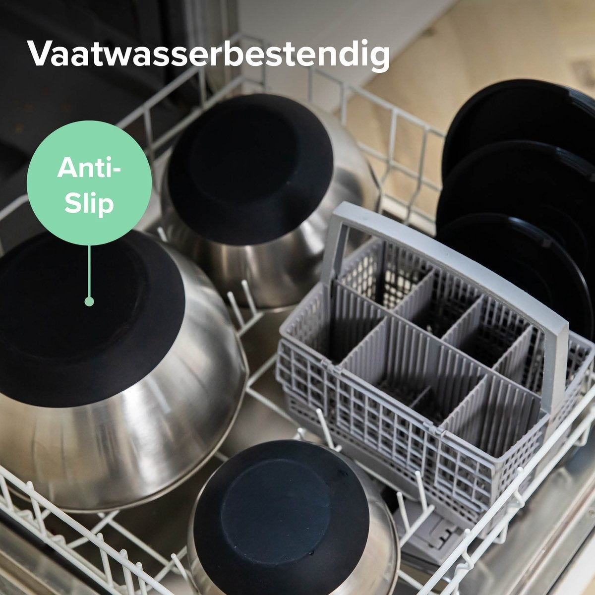 Coninx Mengkommen Set 3-Delig - Beslagkommen met Deksel - Antislip - Maataanduiding - Schenktuit - RVS