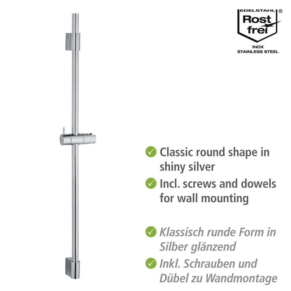 Glanzend zilverkleurige roestvrijstalen douchestang voor handdouche 90 cm Classic - Wenko