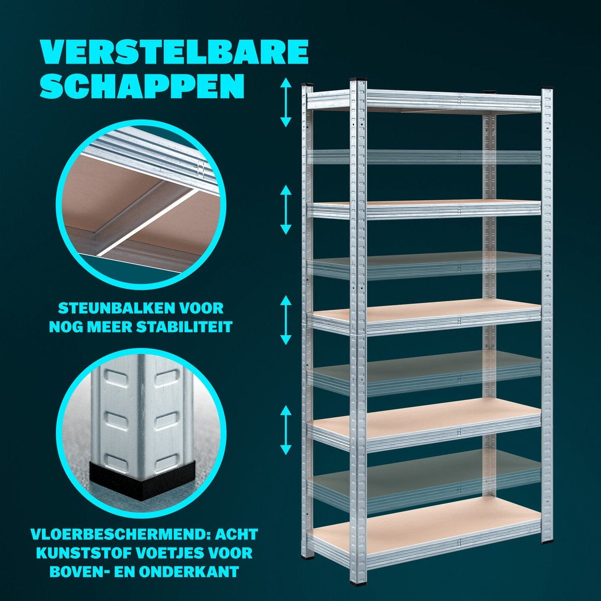 Stellingkast Set van 2 - 180x90x40cm Metaal MDF 1750kg – Zilver