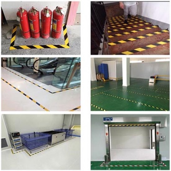 Perel Slijtvaste markeringstape 5 cm x 33 m, verhoogde veiligheid op de werkvloer, zwart/geel