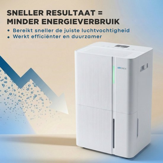 Luchtontvochtiger Aironex 30L - Ontvochtigt 30 liter per dag - Geschikt voor kelder, woonkamer, slaapkamer en badkamer - Vochtvreter - Luchtontvochtiger en Luchtreiniger - Luchtontvochtiger slaapkamer - Wit - Dehumidifier
