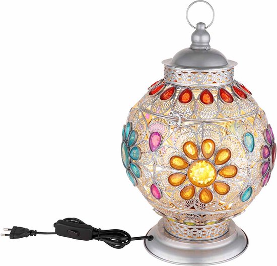 Globo tafellamp Gelasius - zilver - metaal - 27 cm - E27 fitting - 15658T