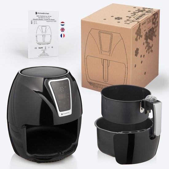 KitchenBrothers Airfryer - Heteluchtfriteuse - 1300W - 3,5L - Zwart