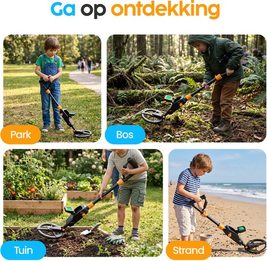 Infinity Goods Metaaldetector Junior - Voor Kinderen - Waterdicht & Lichtgewicht - Verstelbaar - LCD Scherm - Incl. Batterijen en Schep