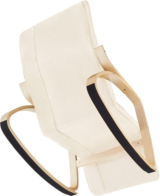 tectake® Schommelstoel - Kussen & Verstelbare Voetsteun – Tot 150 kg – 67 x 115 x 86 cm – Beige