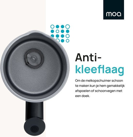 MOA Melkopschuimer Elektrisch - Voor Cappucino en Latte - 3-in-1 - Zwart - BPA-vrij - MF1B