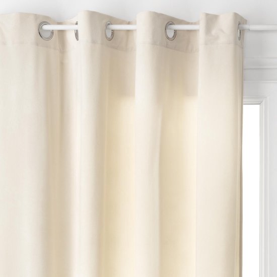 Atmosphera gordijn lilou - L260 x B140 cm - ivoor wit - polyester - met ringen