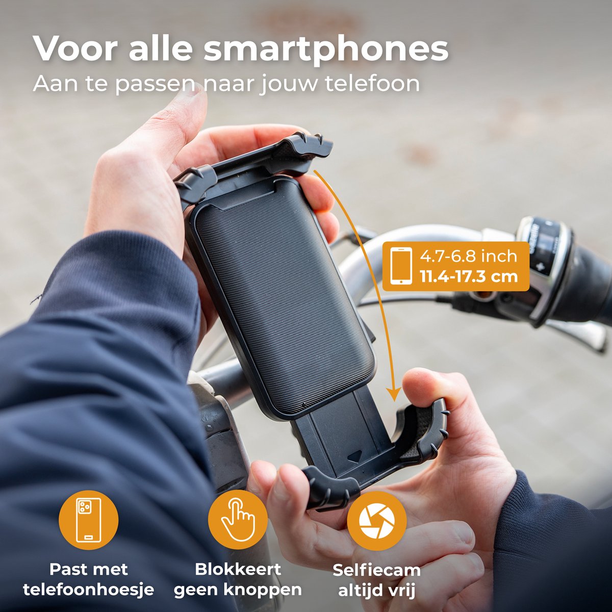 Nuvance Telefoonhouder Fiets - 360° Draaibaar - Voor 4,7-6,8 inch - Zwart
