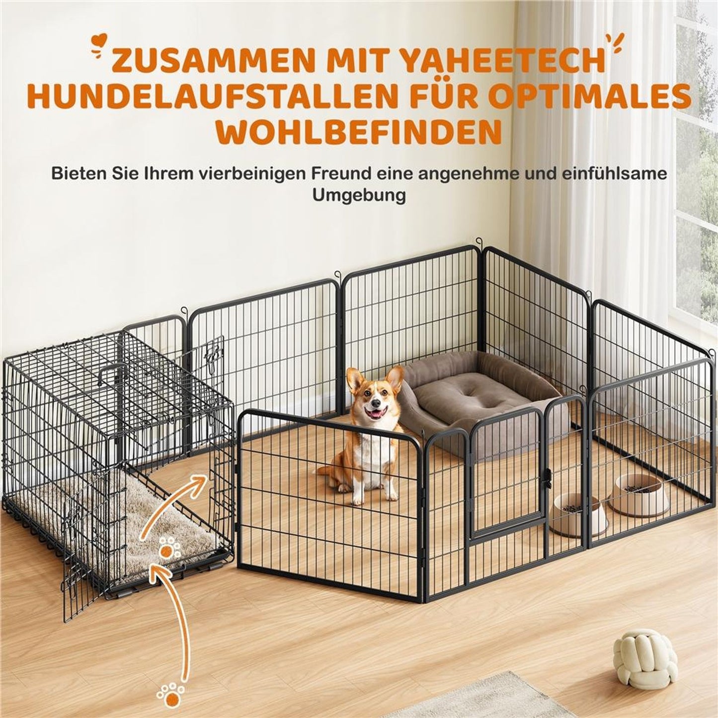Yaheetech Opvouwbare Hondenbench 90 x 56 x 63 cm - Zwart - Met Trennwand, Bodemlade en 2 Deuren