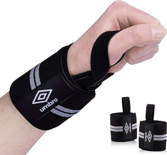 Umbro Polsbanden - 2 Stuks - Voor Fitness, Crossfit en Krachttraining - Wit/Zwart