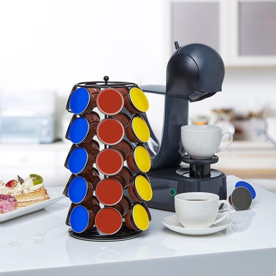 KitchenBrothers Capsulehouder - Koffiecups houder - Geschikt voor Dolce Gusto - 35 Cups - Draaibaar - Zwart