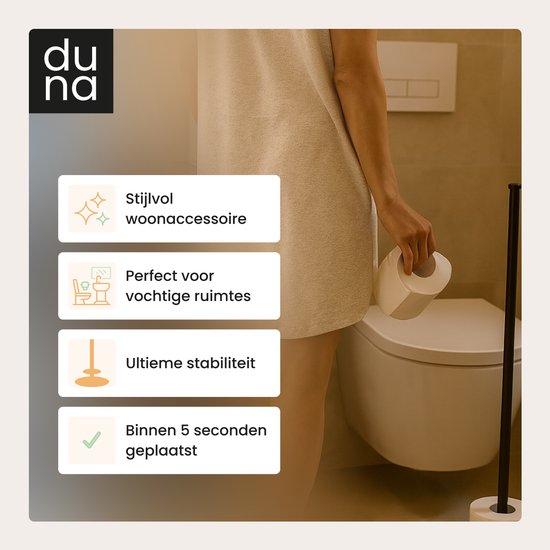 Duna Reserverolhouder - WC Rolhouder - Toiletrolhouder - Vrijstaand - Zonder Boren - Zwart