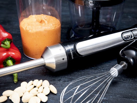 Gastronoma Staafmixer set - Snoerloos en oplaadbaar - 100W - Hakmolen Garde en Maatbeker - 18210002 - Zwart RVS