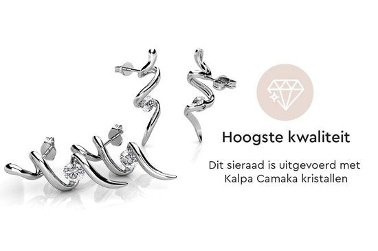 Yolora Dames Oorbellen met Kalpa Camaka Kristallen - Zilver kleurig - 18K Witgoud Verguld - Oorknoppen