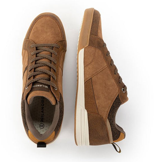 Milanoro - Comfortabele sneakers voor heren - Cognac - Maat 42