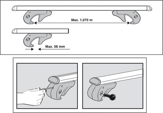Pro Plus Dakraildrager - Lengte 120 cm - Aluminium - Maximale Belasting 90 kilo - 2 stuks