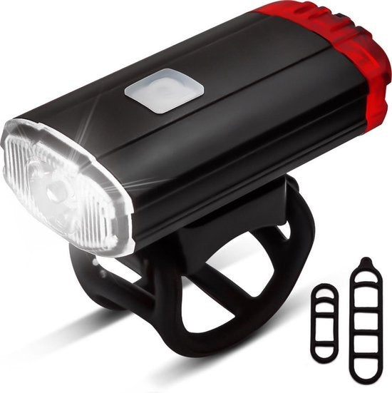 Helmlamp LED Fietsverlichting - Helm Voorlicht & Achterlicht - USB Oplaadbaar, Waterdicht Fietslampje, Zwart