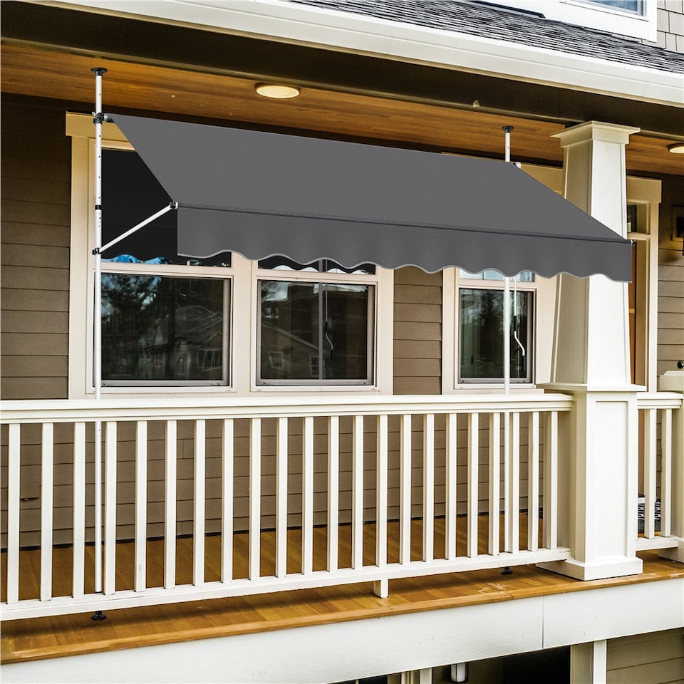 Yaheetech Klemzonnescherm Donkergrijs – Handmatig Uittrekbaar – 250 x 120 cm – Hoogte 210-300 cm
