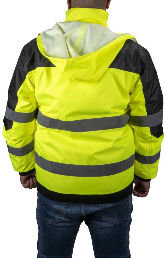 Dunlop Veiligheidsjas XL Veiligheidshesje voor Volwassenen Functioneel Ontwerp met Zakken Fluorescerend Comfortabele en Universele Pasvorm PES-Kunststof Geel