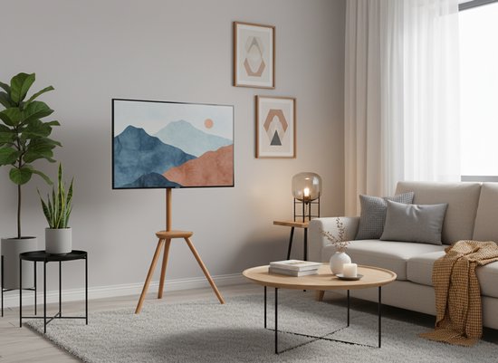 VDD TV Standaard - Vloerstandaard - Studio Statief - Schildersezel Design - Tot 65 inch - Bruin