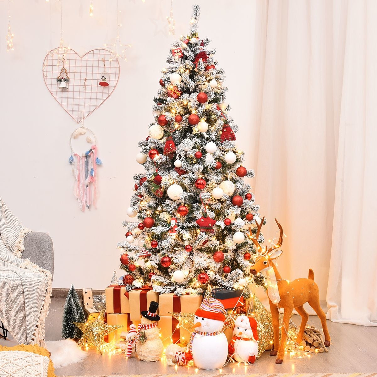 Coast - Besneeuwde Kunstkerstboom - MET LED-verlichting - 600 Takken - PVC - 180 cm