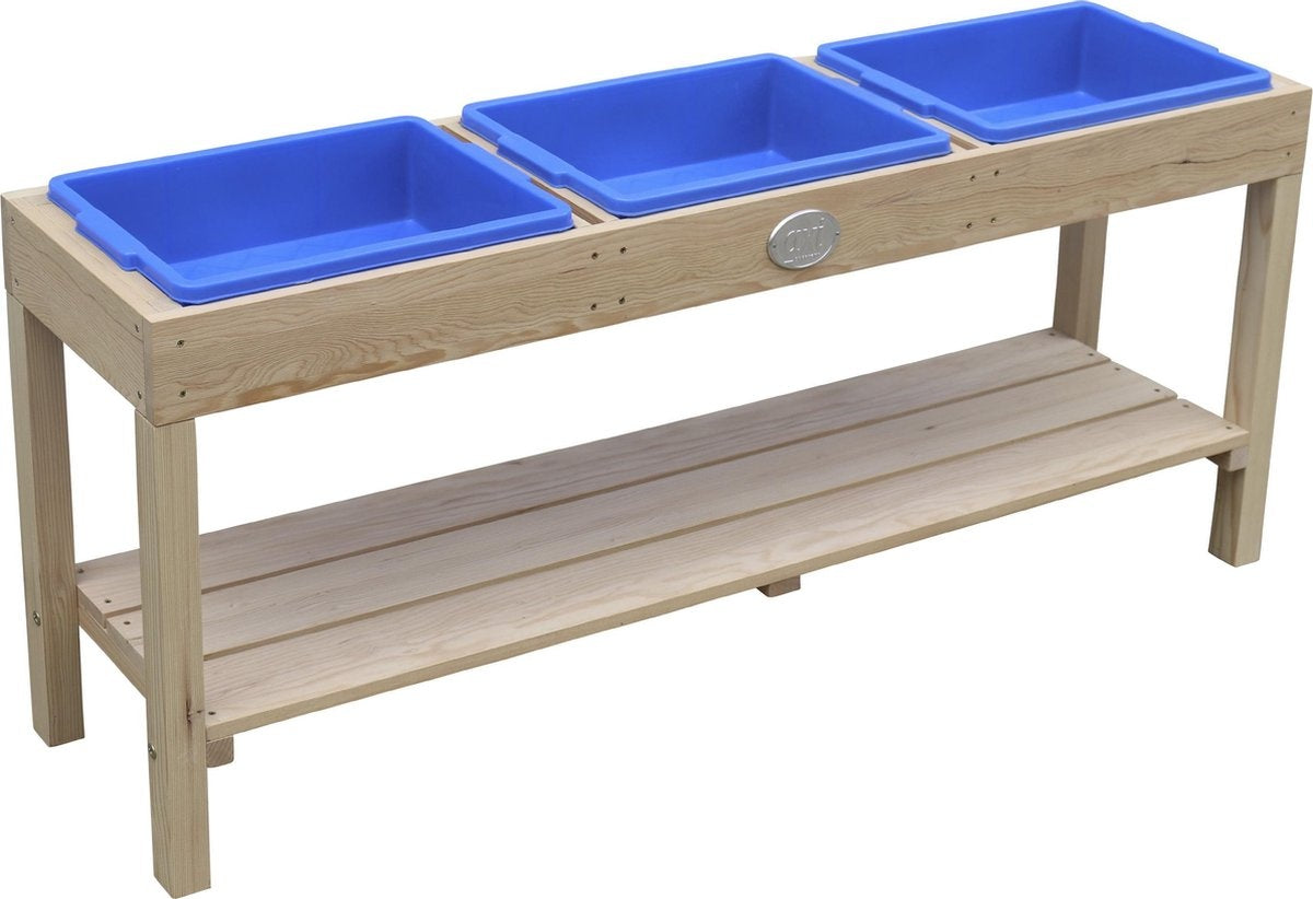 AXI Activiteiten Tafel in Naturel Bruin met 3 Blauwe Bakken  - Multi-inzetbare kindertafel voor diverse activiteiten