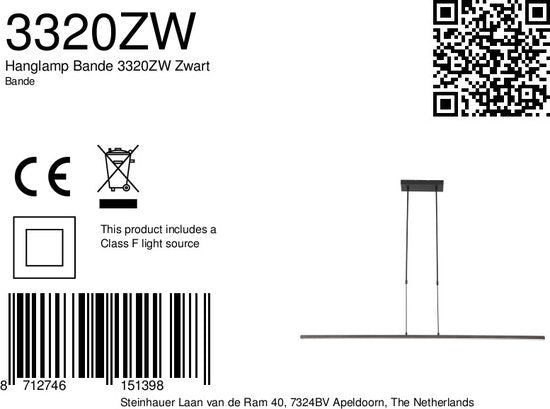 Steinhauer hanglamp Bande - zwart - metaal - 3320ZW